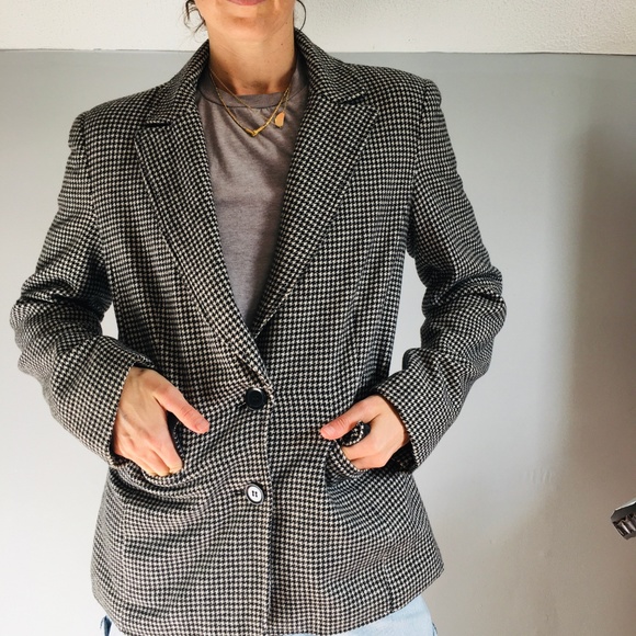 Chadwicks Tweed Houndstooth Blazer Size 8 - Picture 3 of 8